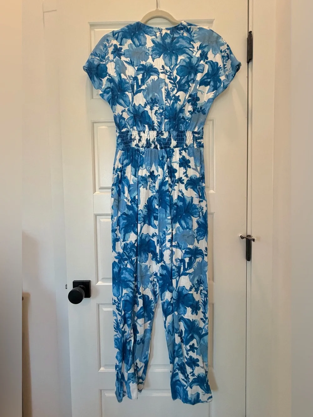 Zara Blue Floral Jumpsuit Size M